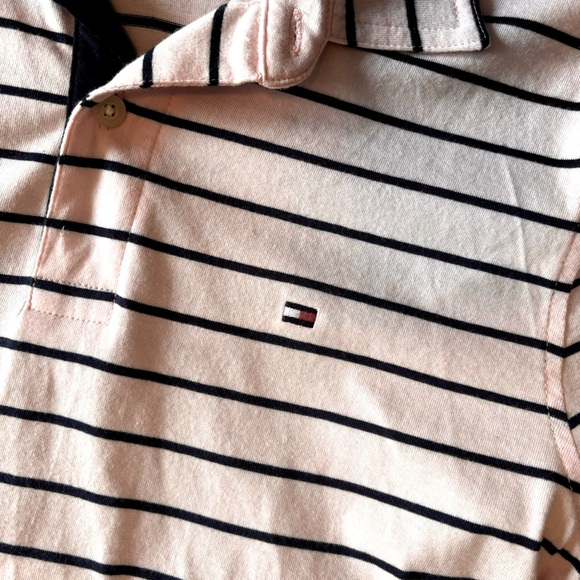 Tommy Hilfiger Men’s Polo Pink with Navy Stripes Size Small - Picture 8 of 10